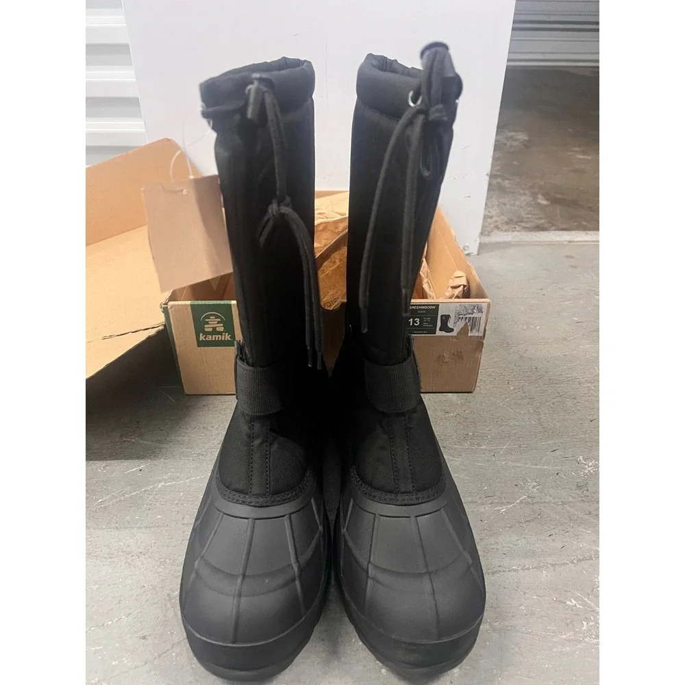 Kamik Greenbay‎ 4 Snow Boots Men's US 13 Black Mid Calf Bungee Lace Waterproof